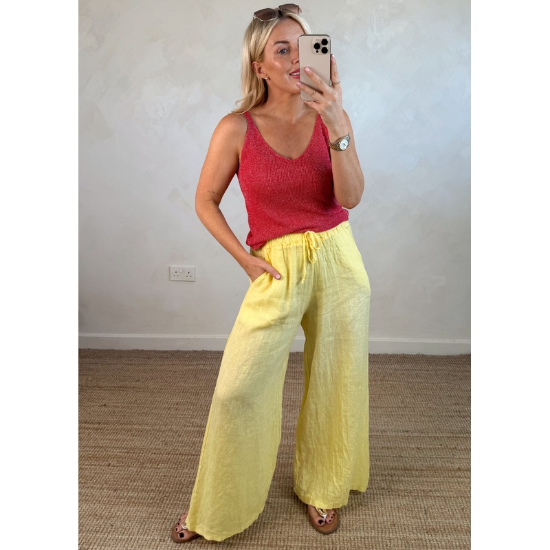 Betsy linen trouser – lemon 2