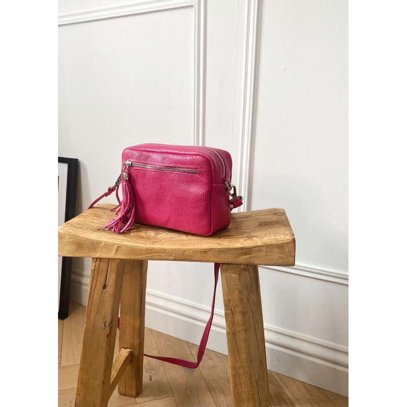 Leather Camera bag – hot pink-Fuscia