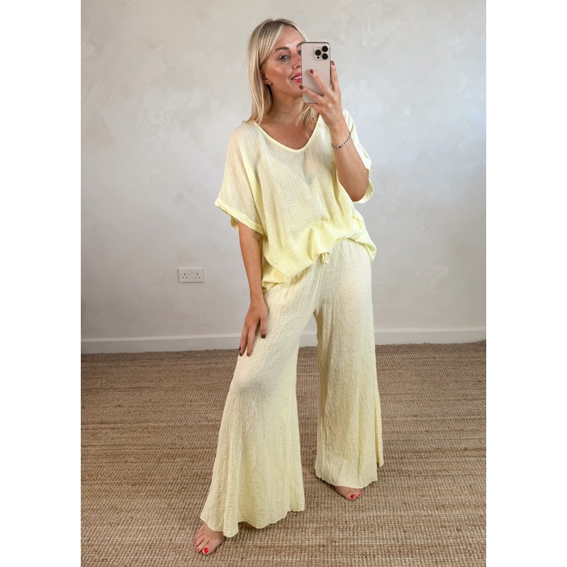 Tolly crepe palazzo – lemon