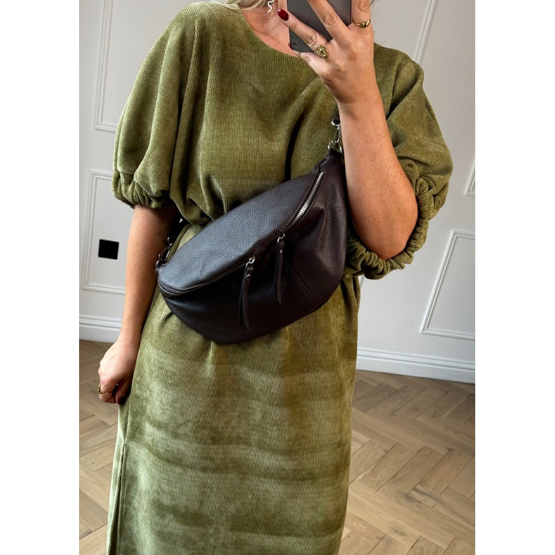 Tori leather sling bag – chocolate