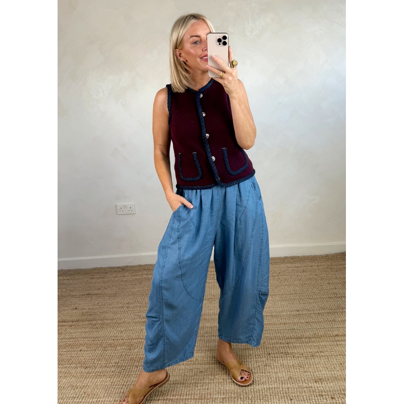 Elizabeth denim vest – damson