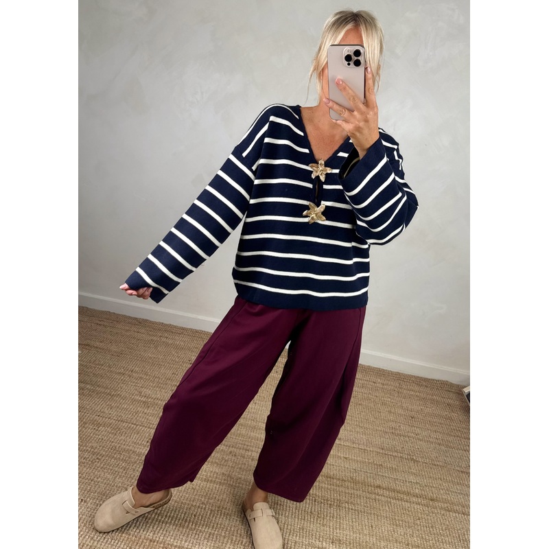 Flora striped knit – navy