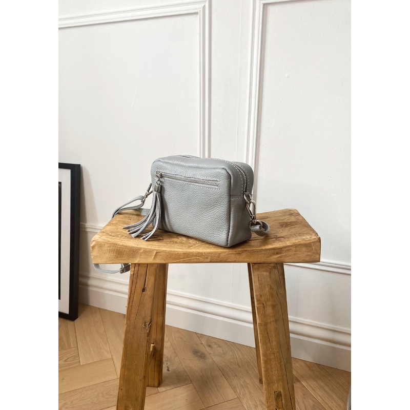 Leather Camera bag – Light grey