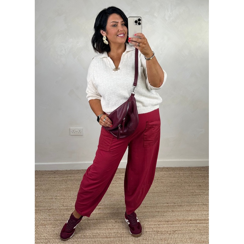 Moda casual pants – berry