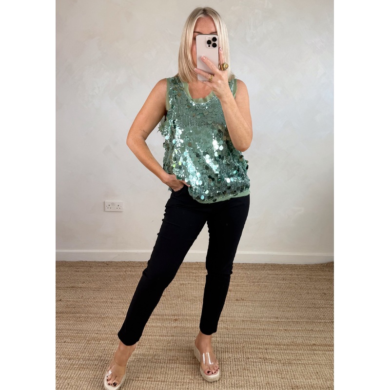 Sequin vest – mint-S/M & M/L