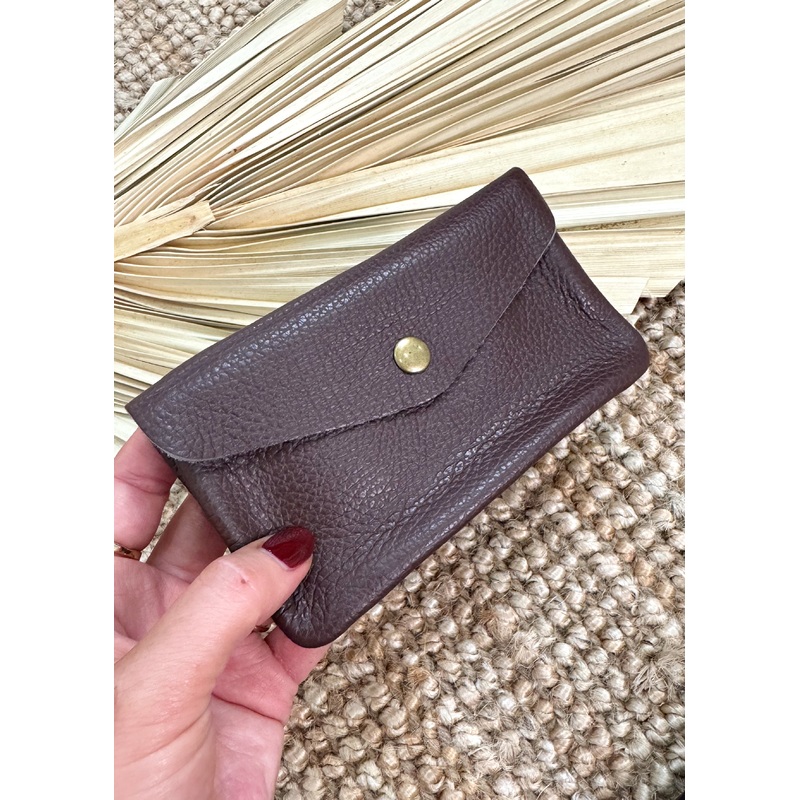XL Leather coin purse – chocolate