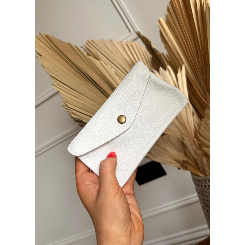 XL Leather coin purse – white