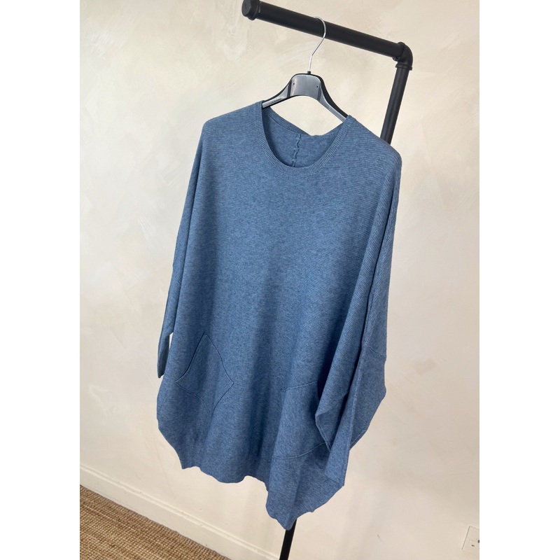 Ingrid pocket knit – denim blue
