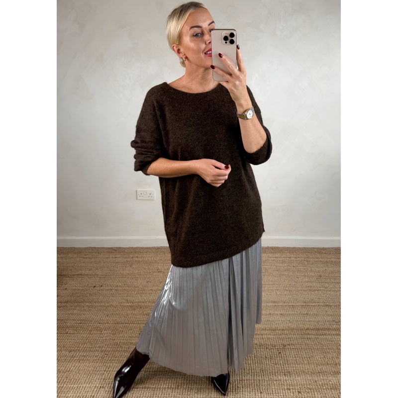 Lulu bow back knit – chocolate