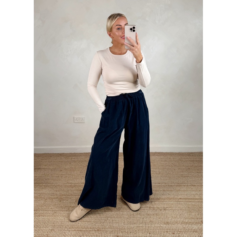 Quinn corduroy palazzo – navy