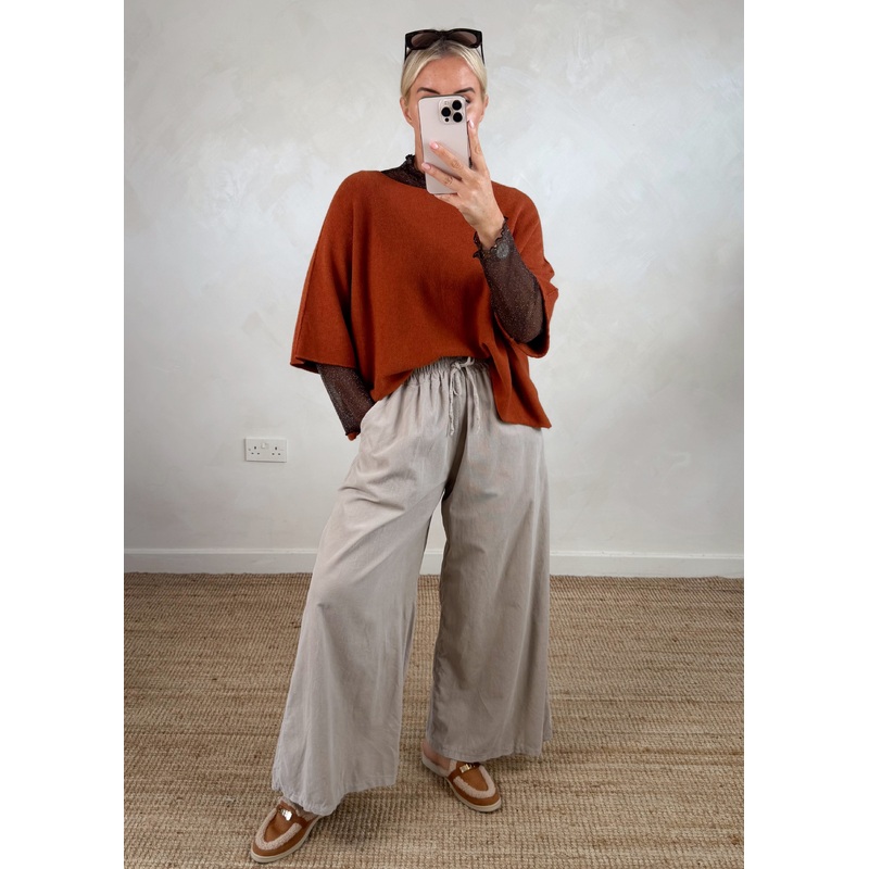 Quinn corduroy palazzo – stone