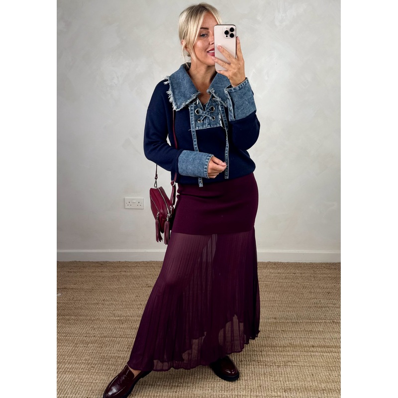 Patsy pleated skirt – Merlot