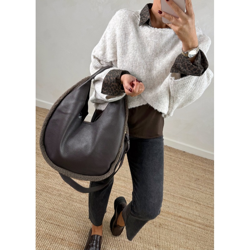 Suzie leopard layering shirt-Small & Medium & Large & XL-Black & Chocolate