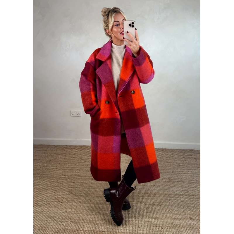 Velma wool blend jacket – reds