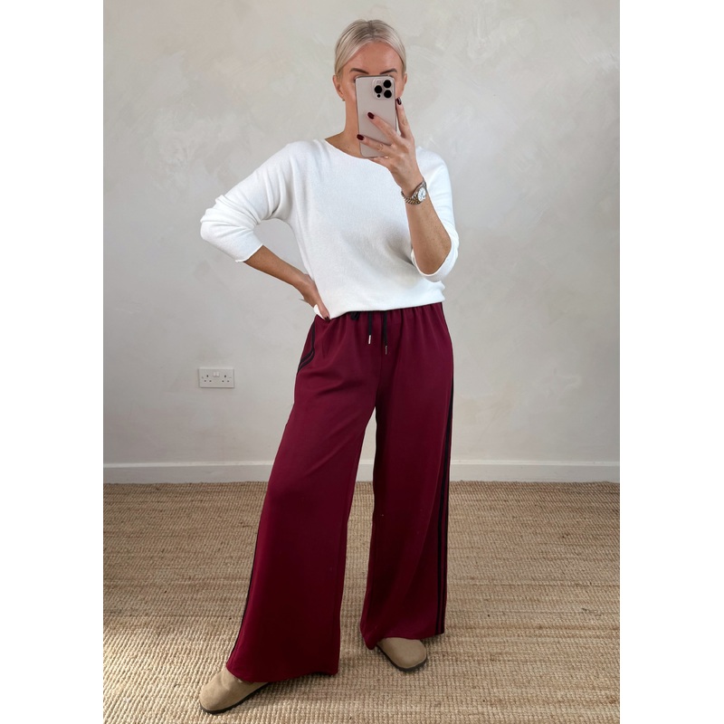 Connie striped jogger – Merlot