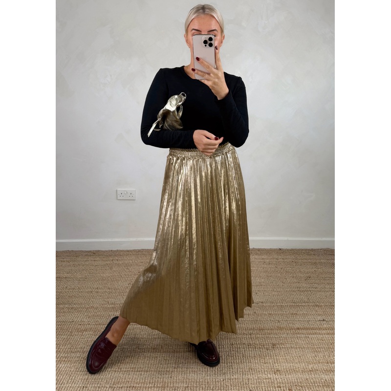 Fern pleated skirt – gold