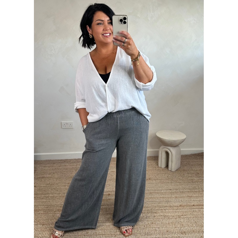 Seren linen blend trouser – slate