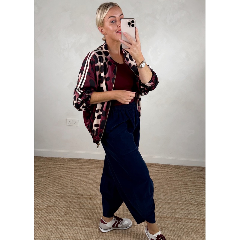 2 stripe bomber jacket – Merlot