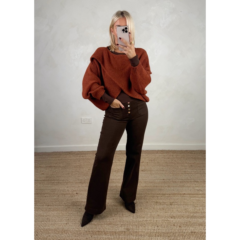 Anais cross front knit – rust