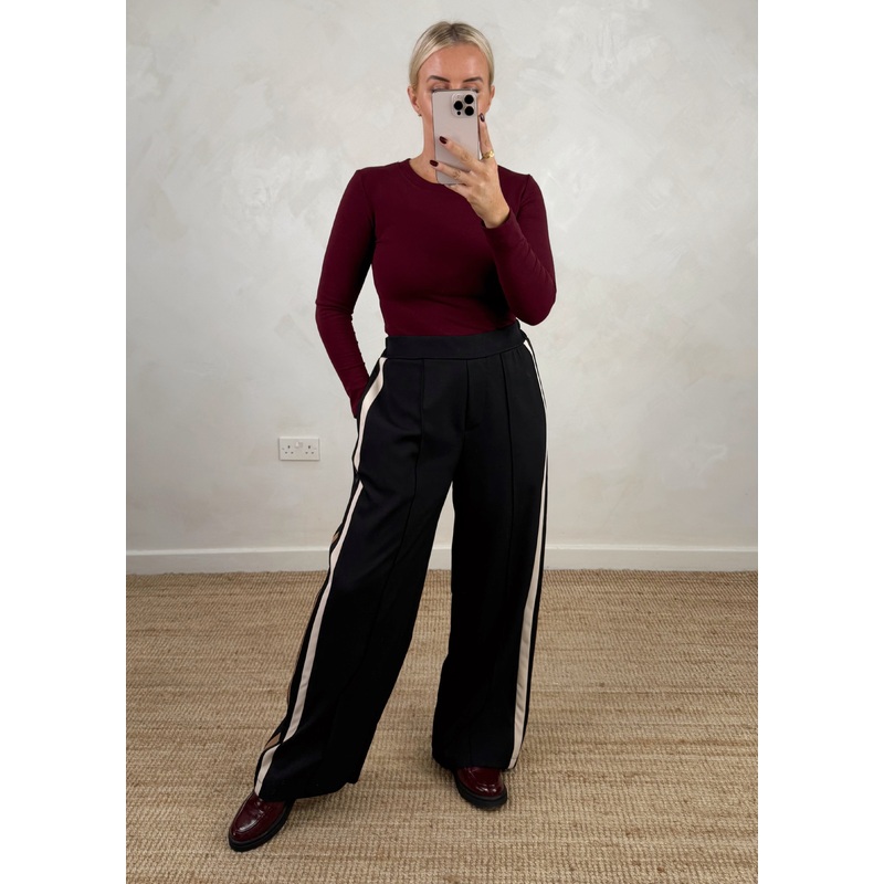 Prue striped trouser – black