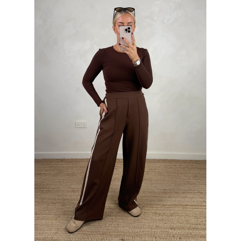 Prue striped trouser – chocolate