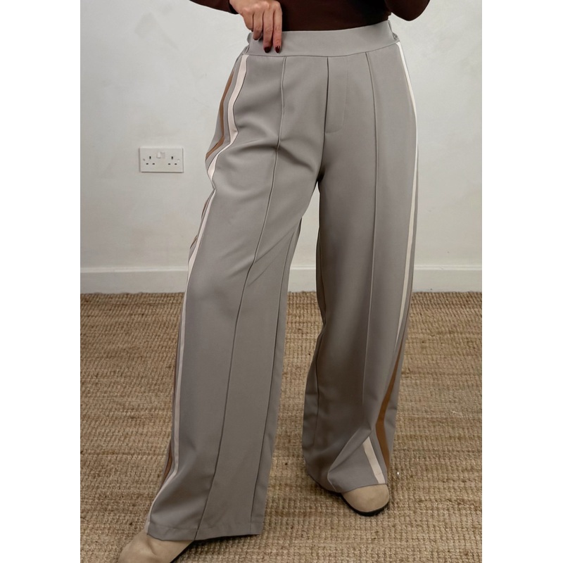 Prue striped trouser – dove grey