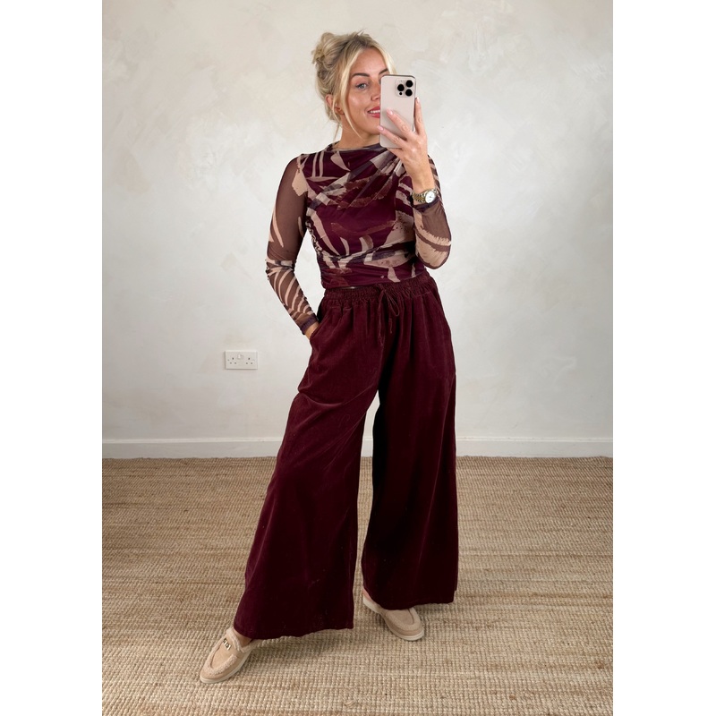 Quinn corduroy palazzo – merlot
