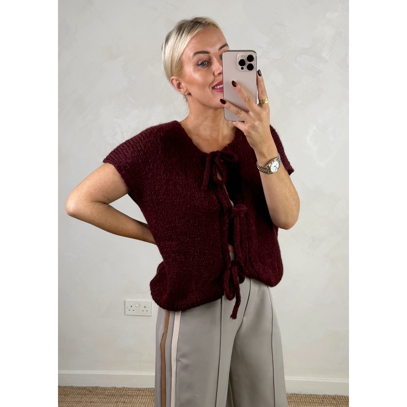 Shona tie front knit – Merlot