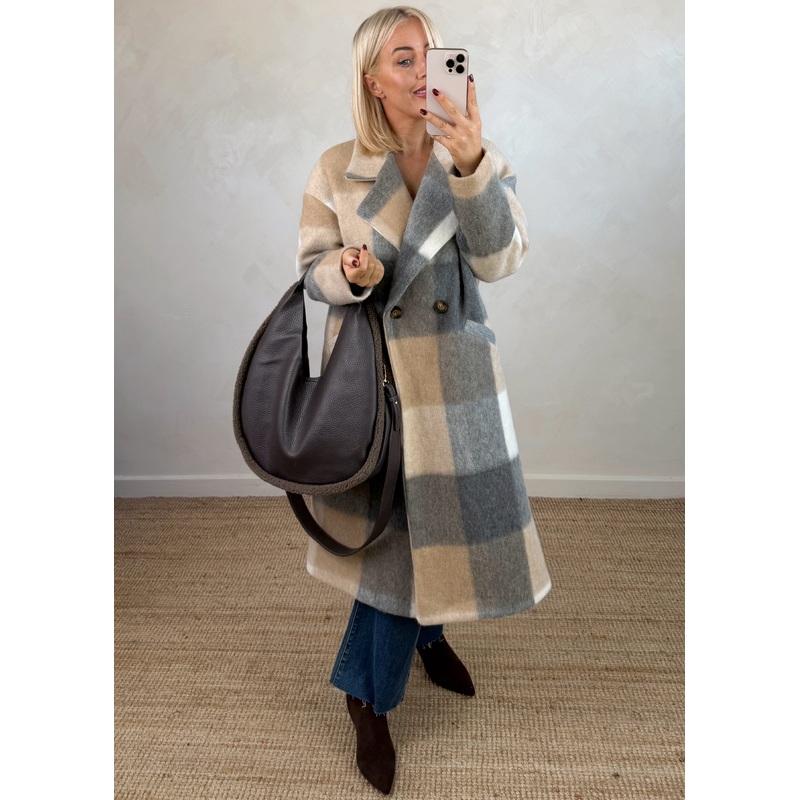 Velma wool blend jacket – beige/grey