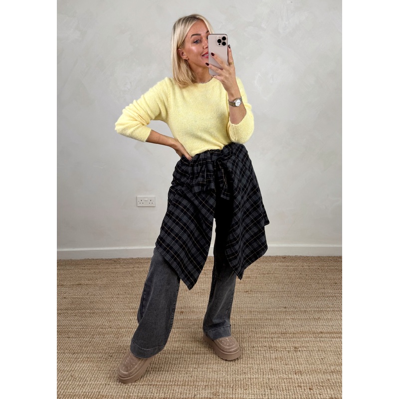 Anna peplum knit – lemon