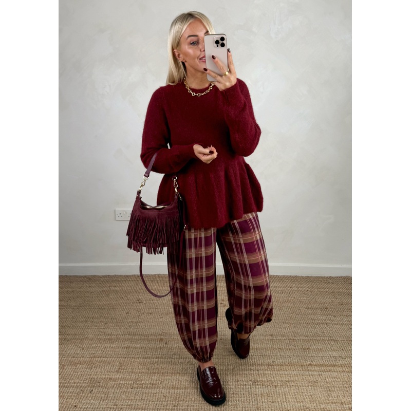 Checked cuffed trouser – three