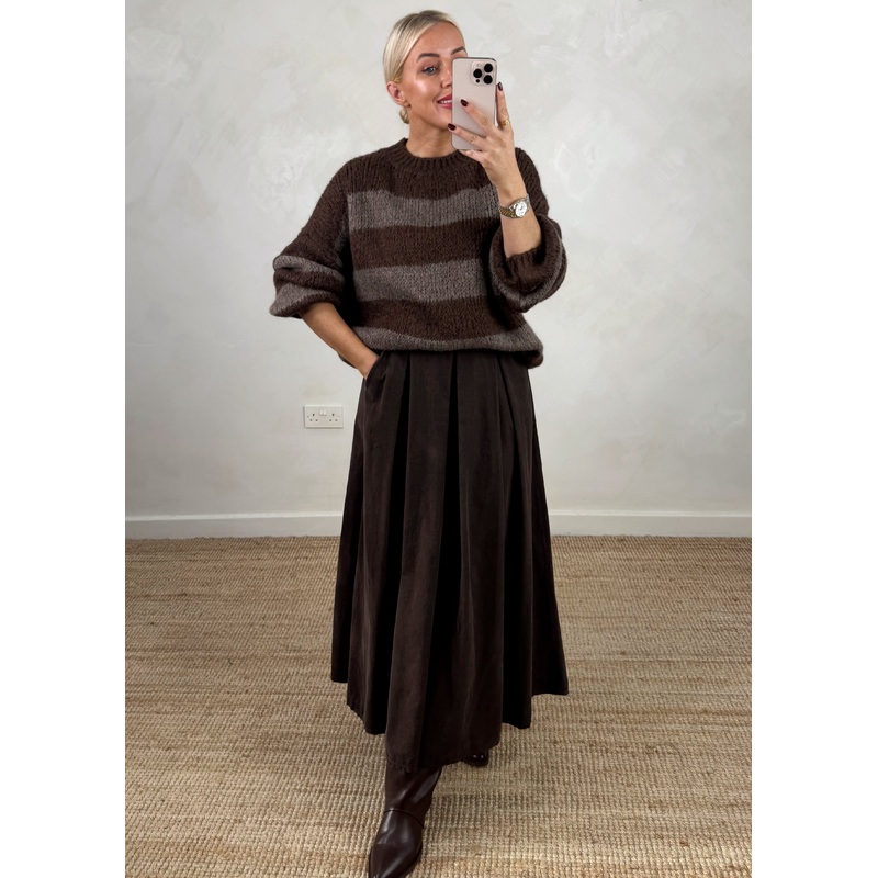 Taylor striped knit – chocolate