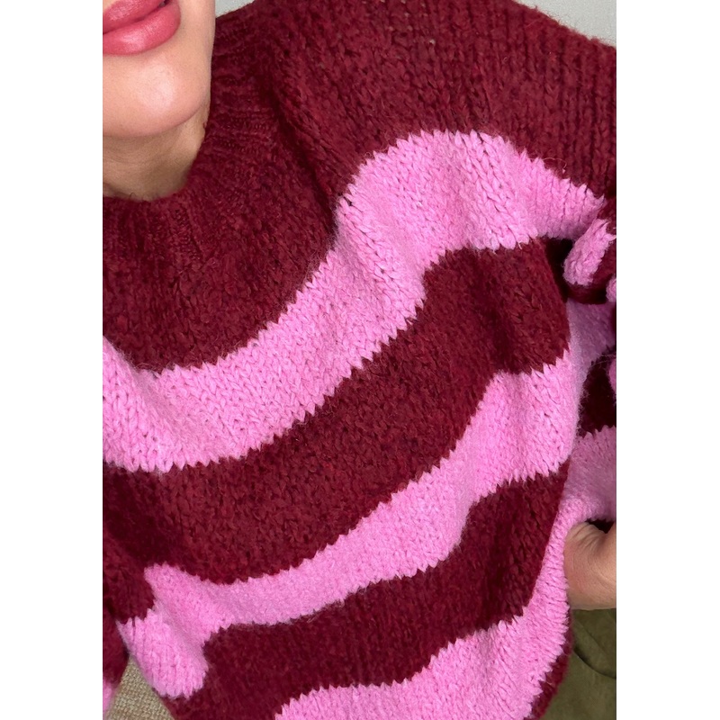 Taylor striped knit – pink/merlot