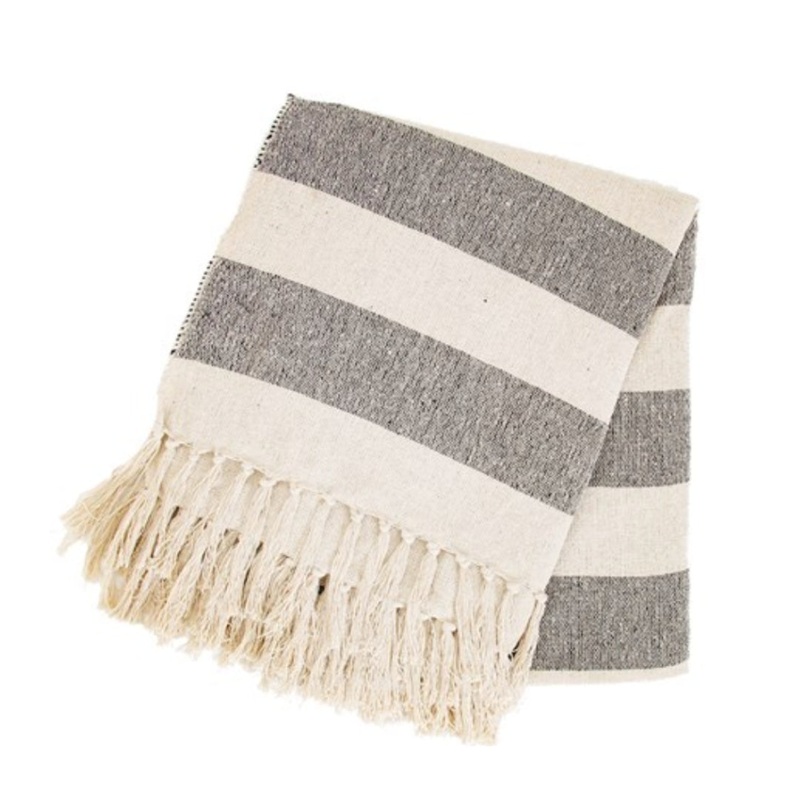 Boho stripe blanket throw