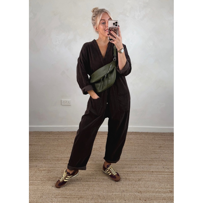 Drew corduroy jumpsuit – chocolate