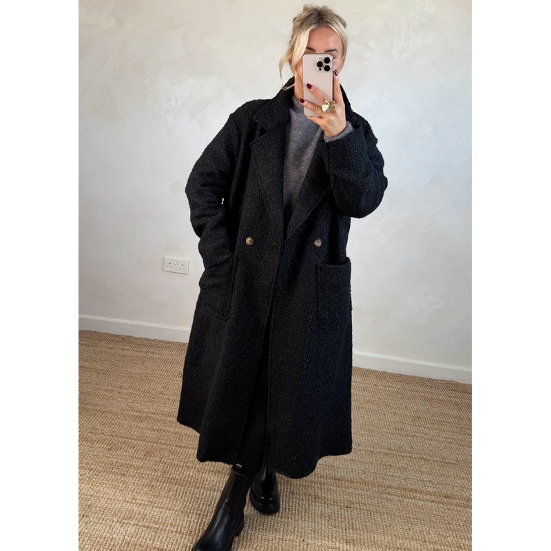 Hayley boucle coat – black