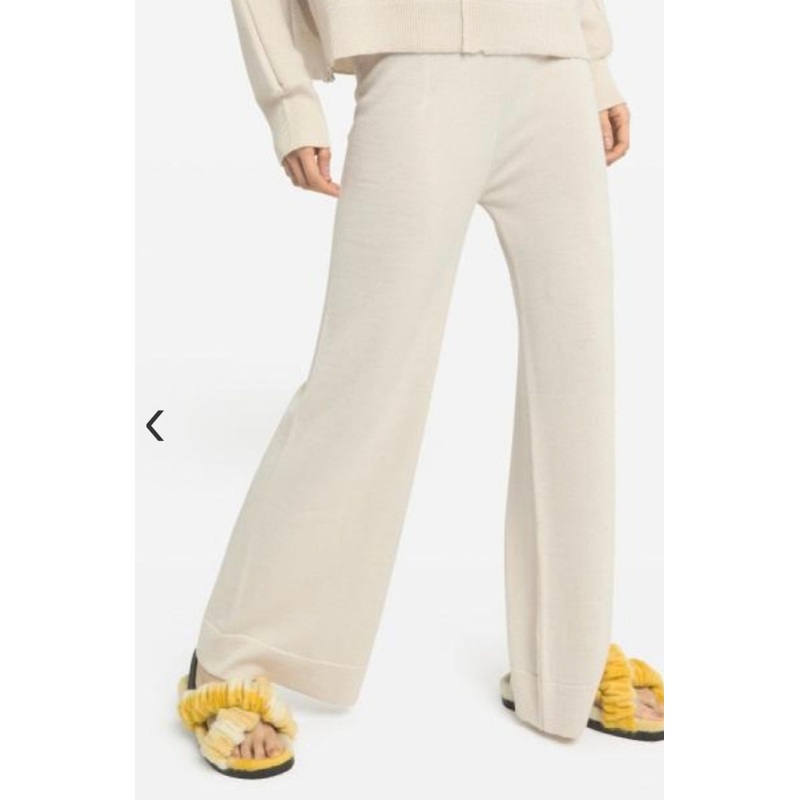 Ottodame Cream Wool Wide Leg Trousers