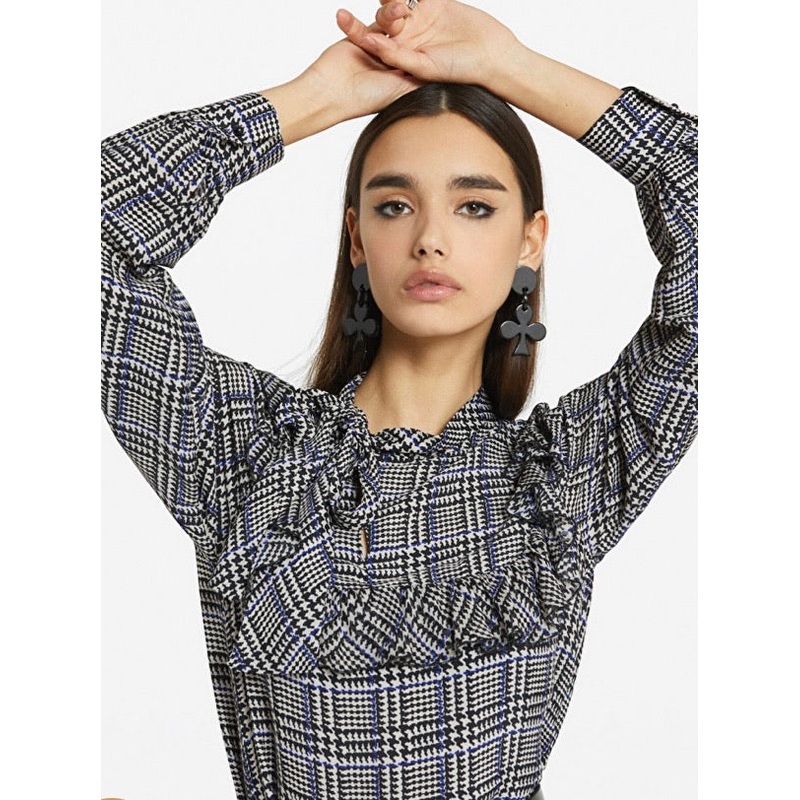Ottodame Tartan Blouse with Pussybow