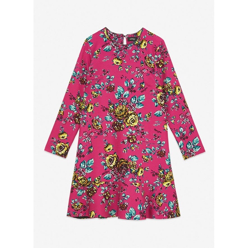 Pink Floral Long Sleeve Dress-8 & 10 & 12 & 14