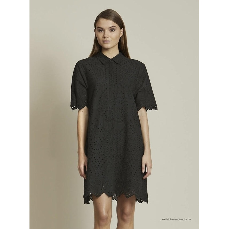 RDF Black Broderie Anglais Shirt Dress