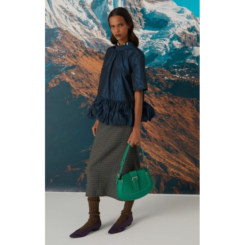 Beatrice B Petrol Blue Taffeta Blouse