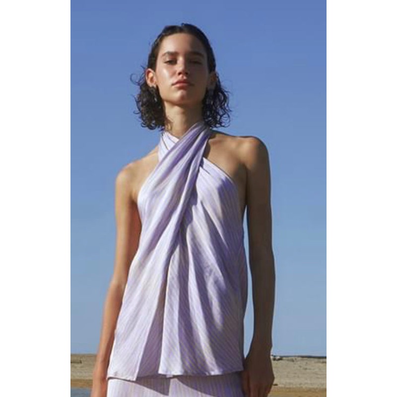 Ottodame Lilac & Lime Silk Halterneck