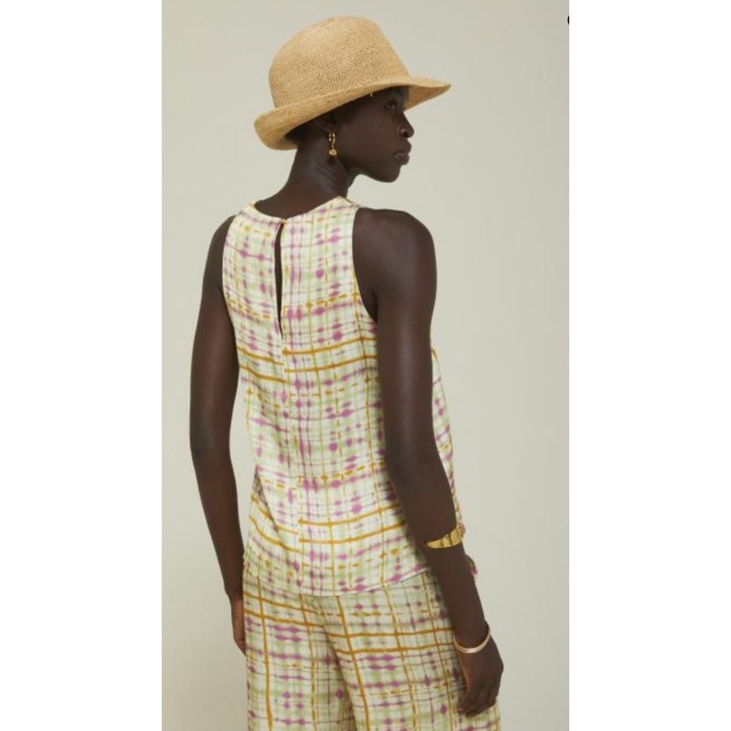 Ottodame Pink , Gold & Lime Green Satin Top