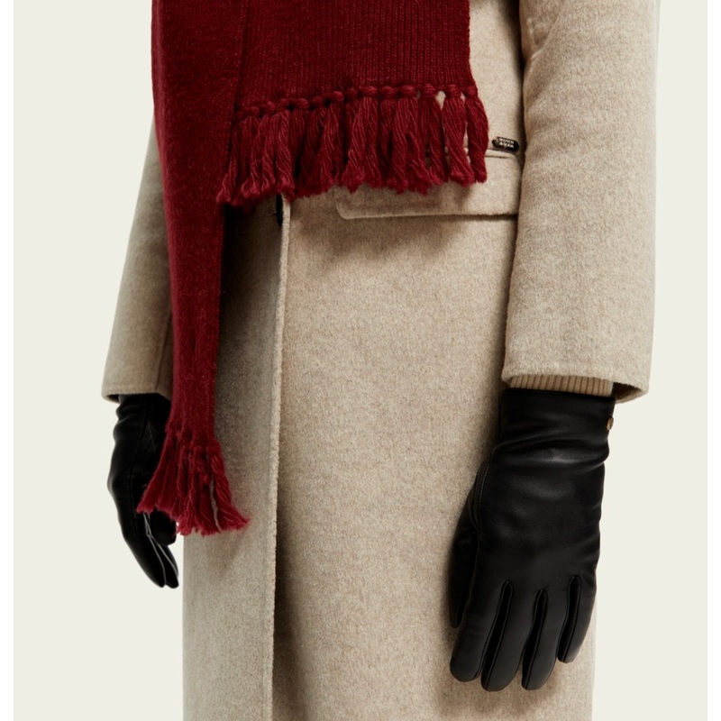 Scotch & Soda Black Leather Gloves