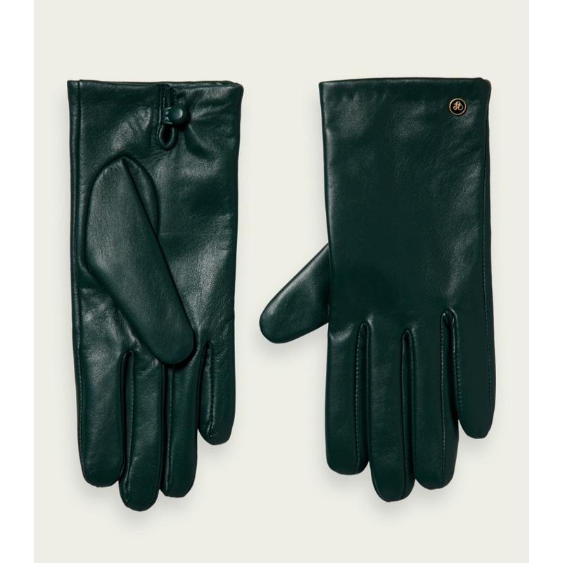 Scotch & Soda Leather Green Gloves