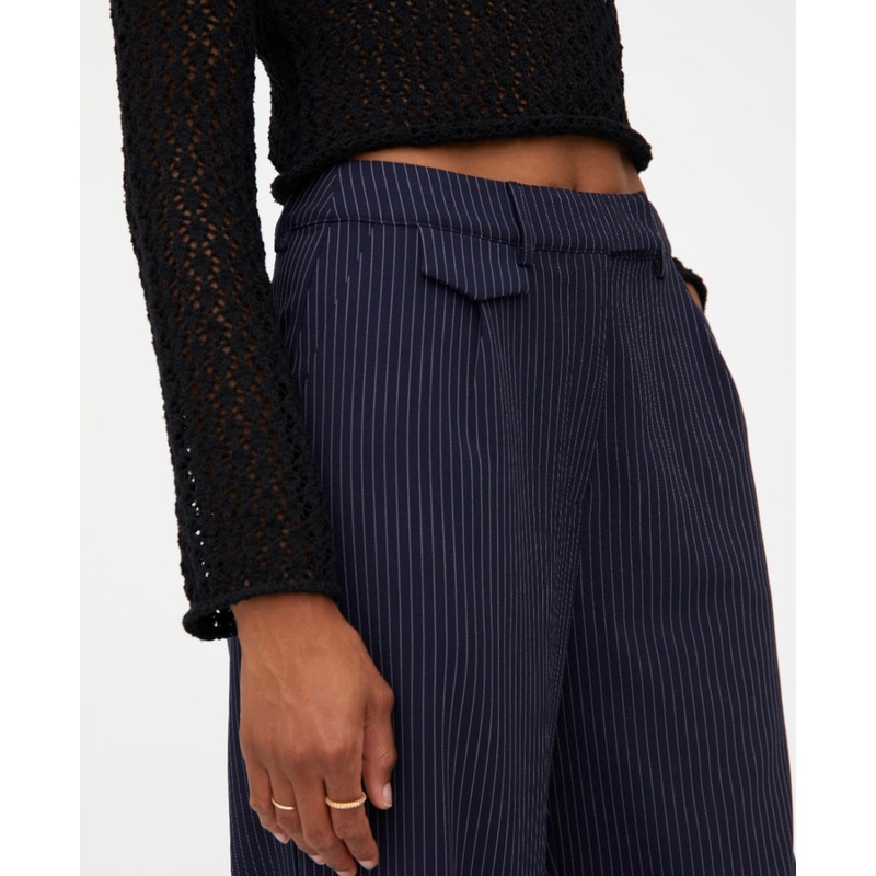 Wild Pony Navy Pinstripe Wide Leg Trousers