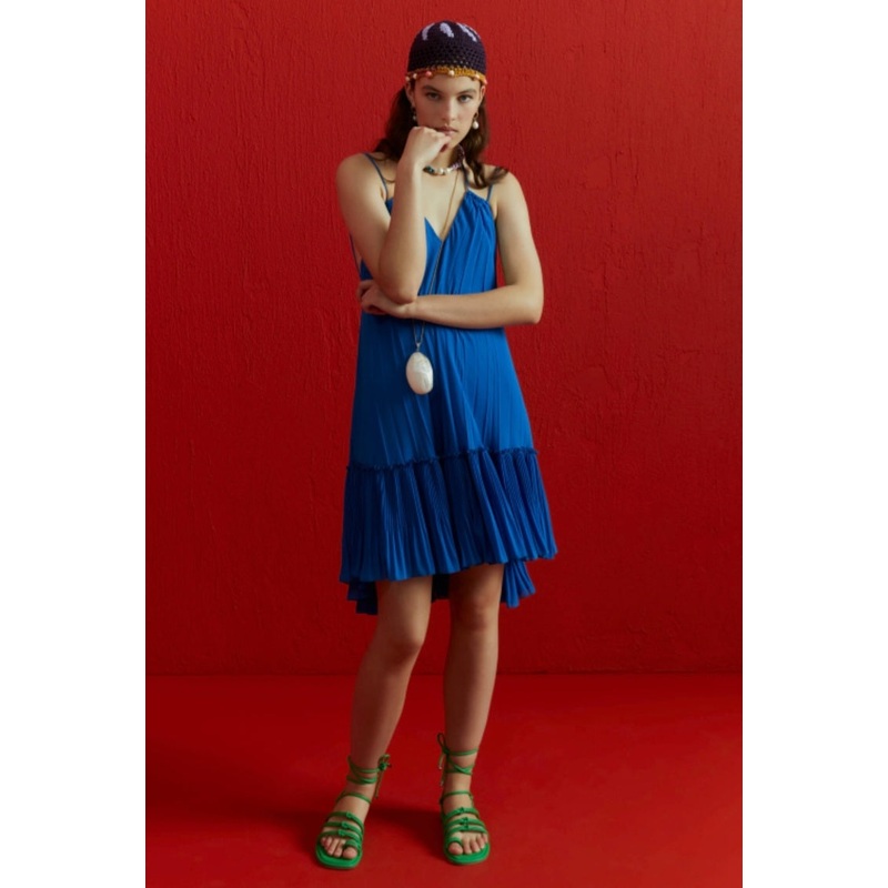Beatrice B Cobalt Blue Pleated Dress