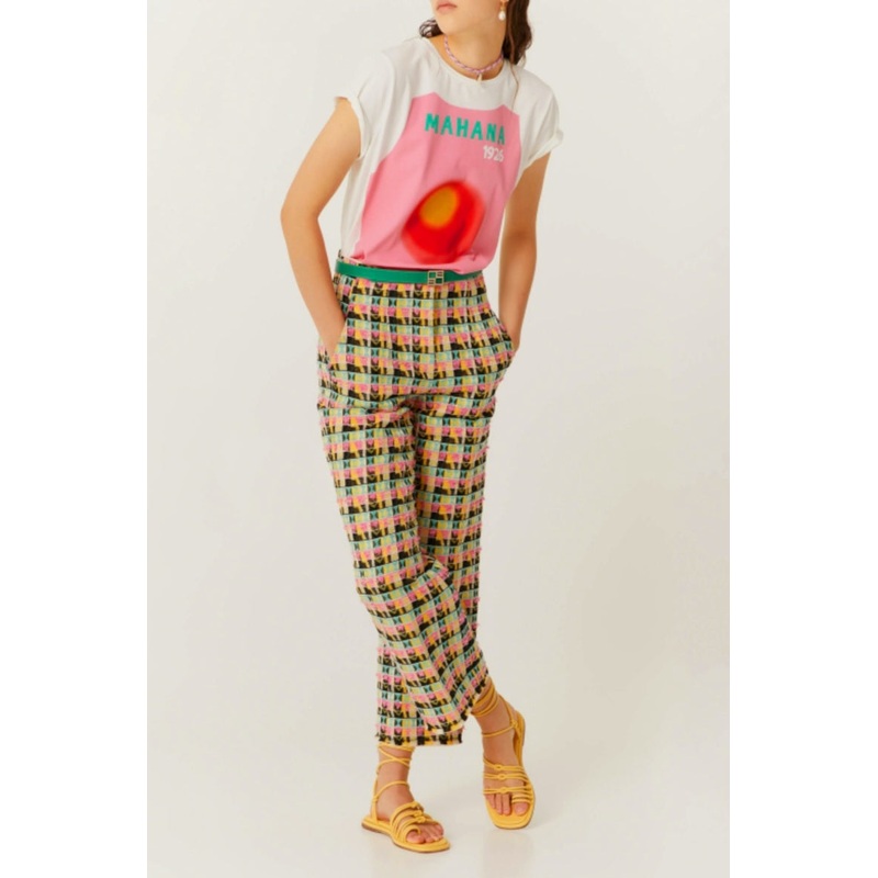 Beatrice B Pink / Black Jacquard Trousers