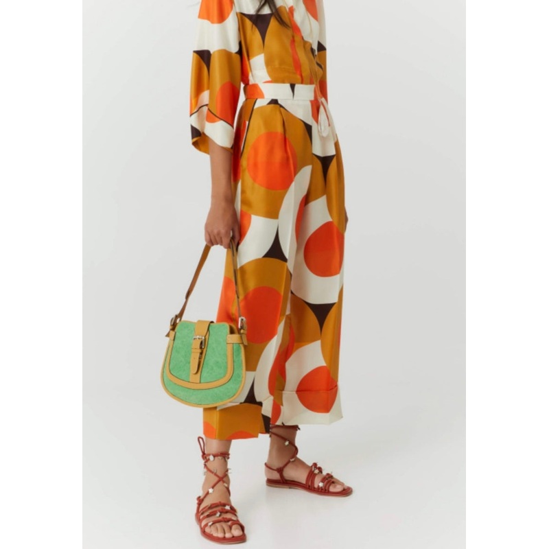 Beatrice B Silk Graphic Cropped Trousers