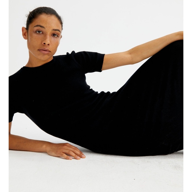 Compania Fantastica Black Fine Knit Midi Dress